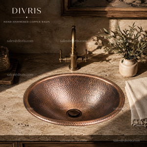 Lavabo de Cobre Hecho a Mano, Lavabo Individual Redondo, Diseño Moderno, Superficie Pulida, Fácil de Limpiar, Lavabo para Baño - Product Image 6