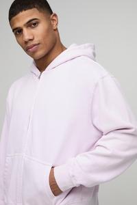 Sweat à capuche personnalisé 100% coton épaule tombante surdimensionné 450 GSM Vintage unisexe fermeture éclair à capuche sans ficelle - Product Image 3