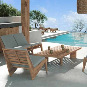 Mesa de centro de madera de teca minimalista moderna para exteriores, nuevo diseño para uso en apartamentos y villas al aire libre para hoteles, hospitales para sala de estar - Product Image 5