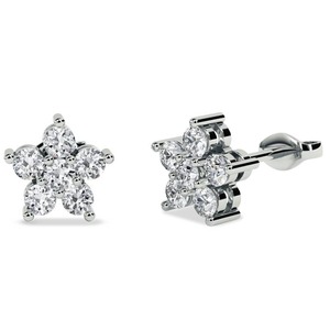 Pendientes de racimo con diamantes cultivados en laboratorio de 0.20 ct, corte redondo brillante, en platino, para bodas, compromisos y fiestas. - Product Image 2
