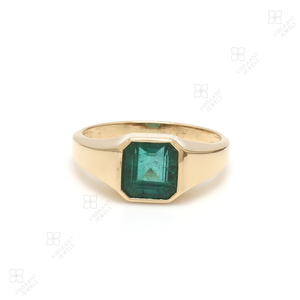 Bague classique en or massif pour hommes avec pierres précieuses 18 carats 14 carats bague octogonale en or massif taillé en émeraude naturelle pour hommes bijoux pour hommes en vrac - Product Image 1