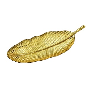 จานใบกล้วยสีทองสำหรับตกแต่งโต๊ะและบ้าน,ถาดโชว์ตกแต่งสำหรับเทียนผลไม้และที่วางของใช้บนโต๊ะอาหารอื่นๆ - Product Image 1