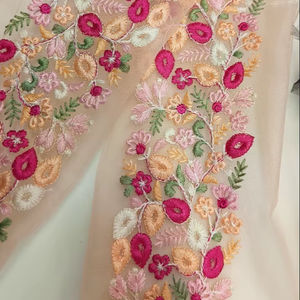 Dentelle de miel de qualité supérieure, écologique, brodée de fleurs, tissu en filet élégant, dentelle pour abaya, hijab, kaftan, islamique - Product Image 1