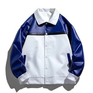 Chaqueta de bombardero de cuero de lona de alta calidad para hombre, abrigo de béisbol universitario transpirable de gran tamaño de otoño con diseño OEM - Product Image 1