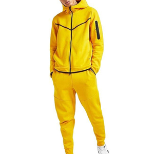 Custom Slim Fit de dos piezas de invierno de los hombres de la ropa de calle 100% de algodón con capucha pantalones de chándal conjunto de talla grande sin costuras-Custom Slim Fit de dos piezas - Product Image 1