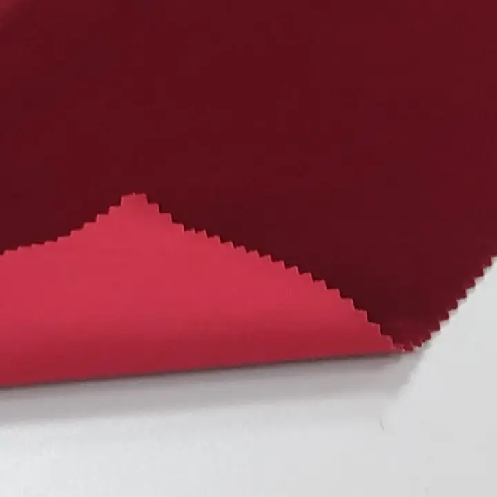 Su ordinazione Pile di Nylon Rayon tessuto a pelo lungo larghezza 54 "40% Nylon 60% Rayon floccato velluto tessile rosso scuro LD96-648