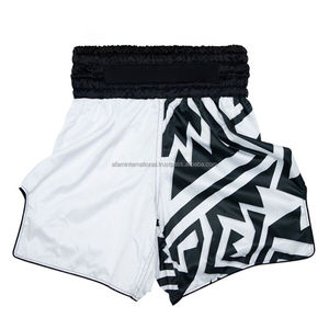 Shorts de Muay Thai al por Mayor, Color Negro y Verde, con Banda Elástica Lateral, Abertura Lateral, Lavables, para Deportes de Artes Marciales, Kick Boxing, Muay Thai - Product Image 5