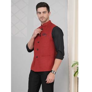 Hot Sale Mens Rust Color Waist <b>Coat</b> Luxury Fabric <b>Sleeveless</b> Formal Vest for Groom Wedding and Special Occasions for Sale - Product Image 4