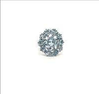 Bague en argent sterling 925 pour femme. Big Aquamarine Gemstone Natural Aqua Blue Stone Superbe cadre circulaire pour les fêtes de mariage