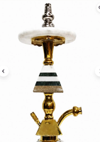 Schweres Marmor-Pyramiden-Shisha-Set, Handgefertigte Ägyptische Wasserpfeife, Option mit Riesiger Messingvase