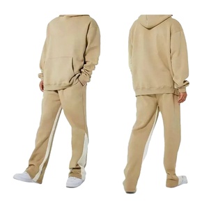 Peinture personnalisée noir évasé hommes survêtement Streetwear femmes pantalons empilés 2 pièces ensembles survêtement ensemble avec poches 2026 - Product Image 1