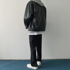 Chaqueta de cuero de motorista de invierno estilo callejero para hombre, cuello vuelto ajustado con cremalleras de moda, prendas de vestir informales, piel de vaca de lona - Product Image 3