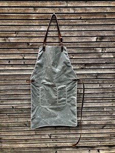 Toile cuir artisan barbier tablier de travail Logo personnalisé pour chef robuste Restaurant tablier AAA-0045D - Product Image 5