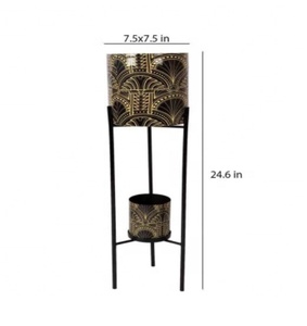 Customizable Gold Metal Floor Planters Flower <b>Basket</b> Indoor/Outdoor Home Decor Set for Farmhouse Balcony Garden - Product Image 5