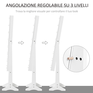 HOMCOM-Gabinete de joyería con espejo ajustable y luces LED blancas cálidas, 36x30x136 cm - Product Image 5