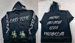 Hooded <b>Sweatshirts</b> Mens Solid Color <b>Retro</b> High Street Long Sleeve Fleece Zipper Hoodies Man Outerwear Puff Cut Embroidered - Product Image 2