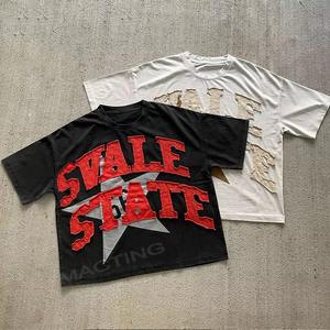 เสื้อยืดวินเทจขนาดใหญ่ใส่ได้ทั้งชายและหญิงเสื้อยืดวินเทจปักลายตัวอักษร - Product Image 1