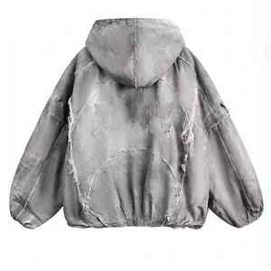 Personalizado de alta calidad 100% algodón de los hombres Retro Vintage Sudadera con capucha desgastada con cremallera personalizado bordado Sudadera con capucha - Product Image 5