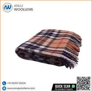 Manta polar de lana de primera calidad, manta con patrón de cuadros, manta de tartán de lana Thomson de camello - Product Image 3