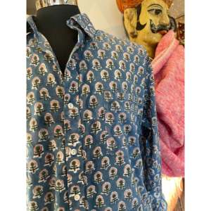 Camisa Casual y de Etiqueta para Hombre, 100% Algodón, Estampada a Mano, Tela Popelina, Transpirable, Corte Ajustado, Talla XL, Color Verde Azulado - Product Image 1