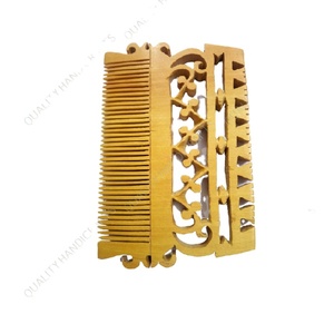 Peine de madera de acacia hecho a mano de alta calidad, artesanía india ecológica con mango de bambú, logotipo personalizado de Quality Handicrafts - Product Image 4