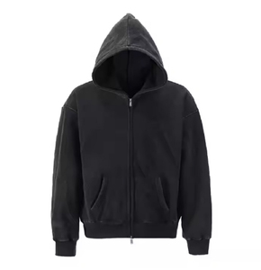 Sweat à capuche personnalisé pour homme, imprimé sur mesure, collection Printemps-Automne 2025, nouveau modèle ample et simple à manches longues, 100 % coton, avec fermeture éclair, coupe oversize - Product Image 3