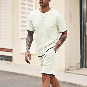 2024 conjunto de traje para hombre de alta calidad personalizado 250gsm 100% algodón pesado hombres camisa y conjunto corto 2 piezas conjunto de ropa deportiva para hombres - Product Image 3