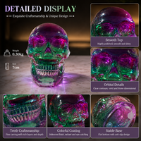 Figurine en verre à changement de couleur, Ornement squelette irisé, Objet de collection décoratif pour Halloween