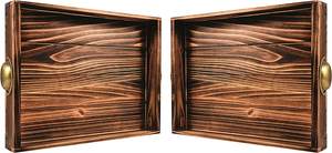 Bandeja DE SERVICIO DE HOTEL personalizada moderna, bandeja de servicio grande de madera con borde de corteza con mango de metal, precio al por mayor, servicio de desayuno - Product Image 6