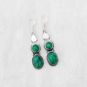 Pendientes de Malaquita Multicolor, Pendientes Colgantes Chapados en Plata 92.5, Joyería de Cristal Boho Hecha a Mano, Regalo para Mamá, Regalo para Ella - Product Image 3