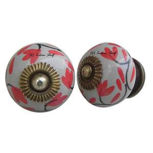 Boutons de meubles en céramique gris poignées de placard pour enfants rouge Amaryllis commode poignées de tiroir armoire de ferme 3.81 cm CK-294 - Product Image 2