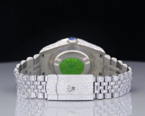 Montre de luxe pour homme faite à la main avec un diamant de style fantaisie glacé par Crystal Tester Bracelet en acier inoxydable Excellent prix à l'exportation - Product Image 3