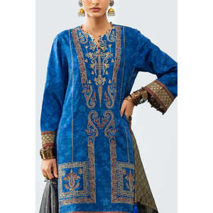 ชุดผ้าซาตินลินิน 3 ชิ้น สำหรับฤดูใบไม้ร่วง พร้อมผ้าคลุมไหล่ลายแจ็คการ์ด เสื้อปักลาย บลูเซอร์ทรงหลวม ไซส์ XS ลายทึบ วิธีการทอผ้าแบบทอ-SP-52096 - Product Image 3