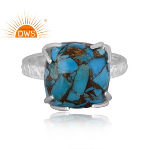 Venta caliente fina plata esterlina Natural Mojave cobre turquesa piedra preciosa anillo apilable fabricante de joyería personalizada - Product Image 4