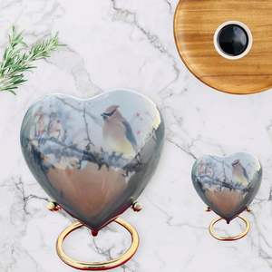 Grey Bird Printed <b>Urns</b> <b>for</b> <b>Human</b> <b>Ashes</b> <b>Small</b> Keepsake Aluminium Cremation <b>Urn</b> <b>for</b> <b>Human</b> Hair Finger <b>Ashes</b> with Free Engraving - Product Image 5