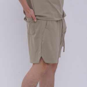 Ropa deportiva de ocio de estilo callejero para hombre, conjunto de dos piezas, pantalones cortos de manga corta con cuello en V de punto transpirable para conjuntos de camisetas de verano - Product Image 5