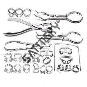 ชุดอุปกรณ์ทำฟันปลอม ประกอบด้วย ยางกันน้ำลาย ที่เจาะรู คีมหนีบ กล่องฆ่าเชื้อ และเครื่องมือผ่าตัดสำหรับการปลูกถ่ายฟัน - Product Image 6