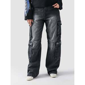 Pantalones de mezclilla Project Rebirth de cintura alta, estilo vintage, transpirables, tipo boyfriend, cargo, rectos, holgados, rasgados, largos - Product Image 4