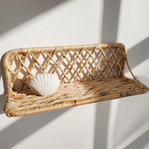 Natural water hyacinth shelf wall <b>hanging</b> single <b>storage</b> <b>shelves</b> natural display rack made in Vietnam - Product Image 3