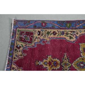 Tapis turc, tapis d'appoint 3,3x6,2 pieds, tapis en laine rouge et bleu - Product Image 4