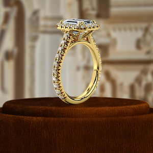 Anillo de compromiso con diamante cultivado en laboratorio de 1 quilate, corte esmeralda, pavé completo, certificado IGI, oro blanco de 14k, el mejor regalo para ella en su día especial. - Product Image 4