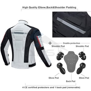 Blouson de moto blindé intégral pour homme, équipement de moto, veste de protection imperméable et coupe-vent, blanc - Product Image 4