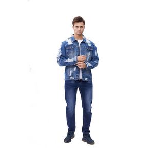 Chaqueta Vaquera Clásica para Hombre en Lavado Ácido, Estilo Desgastado, Corte Ajustado, Ideal para Ropa Urbana Informal - Product Image 4