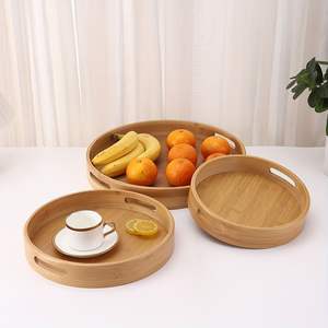 Fabricant de plateaux de service en bois naturel Vente en gros de plateaux de service en bois personnalisés de haute qualité Ensemble de 3 - Product Image 1