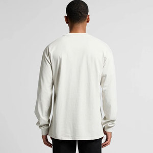 T-shirt à manches longues en coton pour homme, col rond, rouge cramoisi uni, qualité supérieure, coupe basique pour tous les jours - Product Image 5