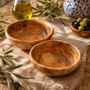 Bol en bois d'olivier fait main |   Bol de service en bois rustique |   Bol méditerranéen naturel |   Bol à salade - Product Image 5