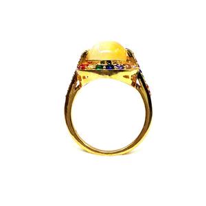 Bague en argent sterling 925 avec opale et multicolores, plaquée or - Product Image 6