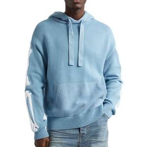 Sweat-shirts et pulls personnalisés pour hommes en coton lourd 100 %, brodés, style décontracté d'hiver, tricotés avec col à capuche - Product Image 1