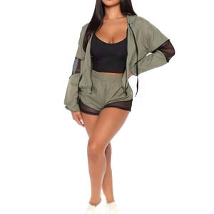 Diferentes diseños de manga corta, cómodos, transpirables, ropa de calle, cortavientos con estilo, conjunto de pantalones cortos de verano para mujer - Product Image 6