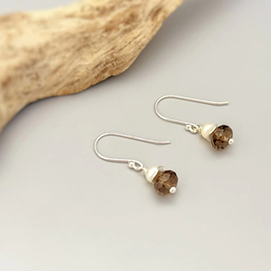 Smoky Quartz 925 Sterling Silver Freshwater Pearl Gemstone <b>Earrings</b> <b>Hook</b> <b>Earrings</b> for Girls Handmade Jewelry Silver <b>Earrings</b> - Product Image 1